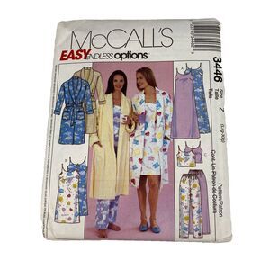 VTG Y2K McCalls 3446 SEWING Pattern Misses Loose Fitting Sleepwear Pajamas Robe